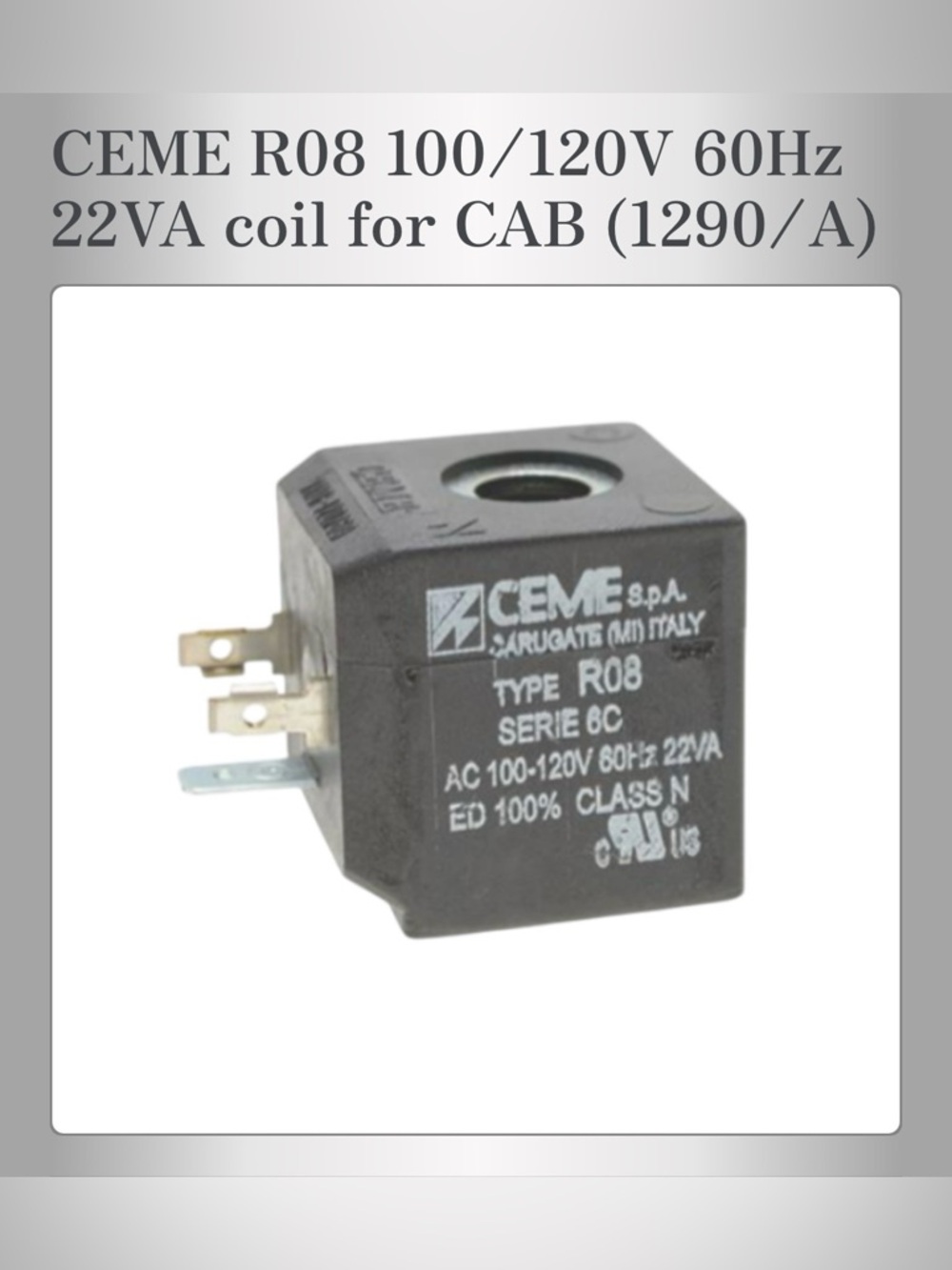 R08 AC Solenoid Coil 100-120V 60Hz - Black